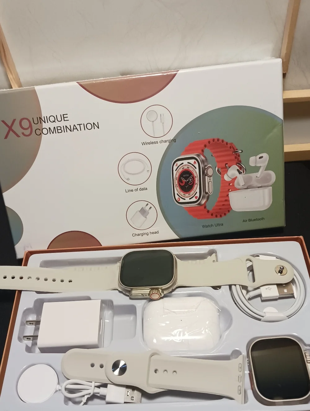 Smartwatch with Light Grey Band and Gold Case - X9 Series